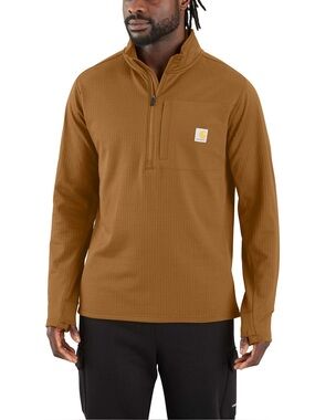 Carhartt Men’s Force Relaxed Fit Mock Neck Half-Zip Fleece-Lined Shirt